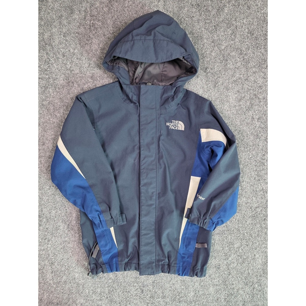 The North Face Windbreaker Jacket Boys XS Navy Blue Colorblock Hooded Coat
